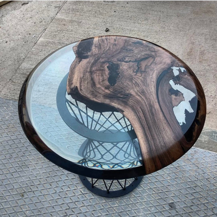 Round Dining Table, Walnut Dining Table, Epoxy Dining Table, Epoxy Resin Table, Live Edge Table, Made to Order Custom