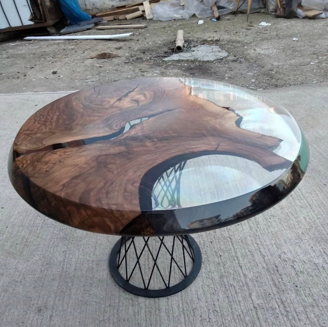 Round Dining Table, Walnut Dining Table, Epoxy Dining Table, Epoxy Resin Table, Live Edge Table, Made to Order Custom