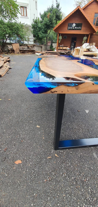 Blue Epoxy Dining Table, Epoxy Resin Table, Custom 72” x 36” Walnut  Epoxy River Table, Epoxy Dining Table, Custom Order for Christine