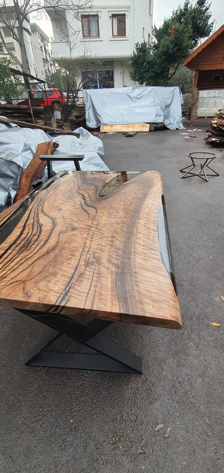 Handmade Epoxy Table, Unique Epoxy Table, Custom 60” x 40” Walnut Table, Clear Epoxy River Dining Table, Walnut Epoxy Table, Order for Karen