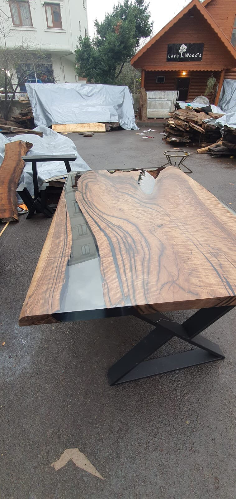 Handmade Epoxy Table, Unique Epoxy Table, Custom 60” x 40” Walnut Table, Clear Epoxy River Dining Table, Walnut Epoxy Table, Order for Karen