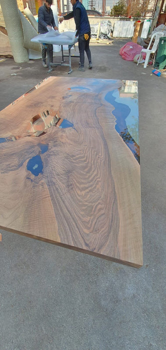 Resin Epoxy Table, Epoxy Table, Epoxy Dining Table, Custom 60” x 36” Walnut Table, Clear Epoxy River Table, Custom Order for Liz