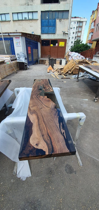 Walnut Dining Bench, Custom matcihng bench for 75” x 30” Walnut Epoxy Table, Live Edge Table Bench, Custom Order for Coretta