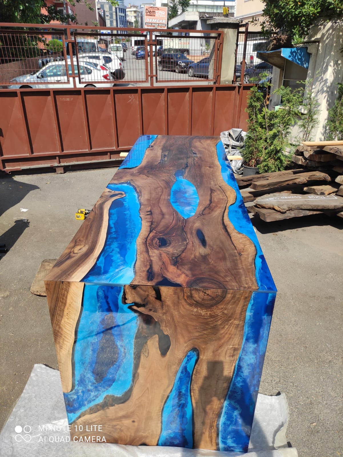 Custom 115” x 36” x 42” Walnut Ocean Blue, Turquoise White Waves Epoxy Table, Epoxy River Dining Waterfall Table, Custom Order for Douglas