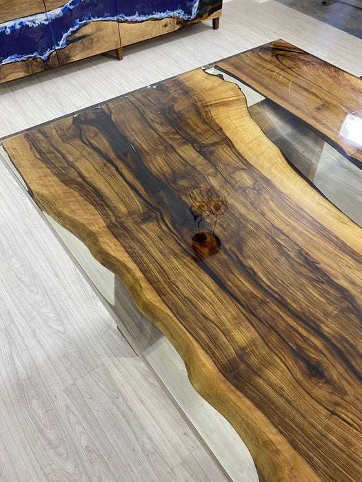 Epoxy Resin Table, Live Edge Table, Custom 68” x 42” Walnut Clear Epoxy Table, River Table, Wooden Table, Custom  Order for Mhaia