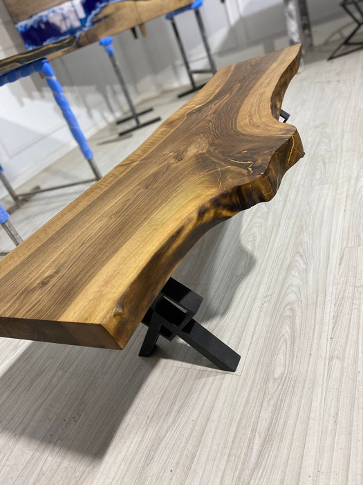 Epoxy Walnut Bench, Epoxy Bench, Live Edge Table, Dining Table Bench, Dining Bench, Walnut Dining Table Bench Order for Janice