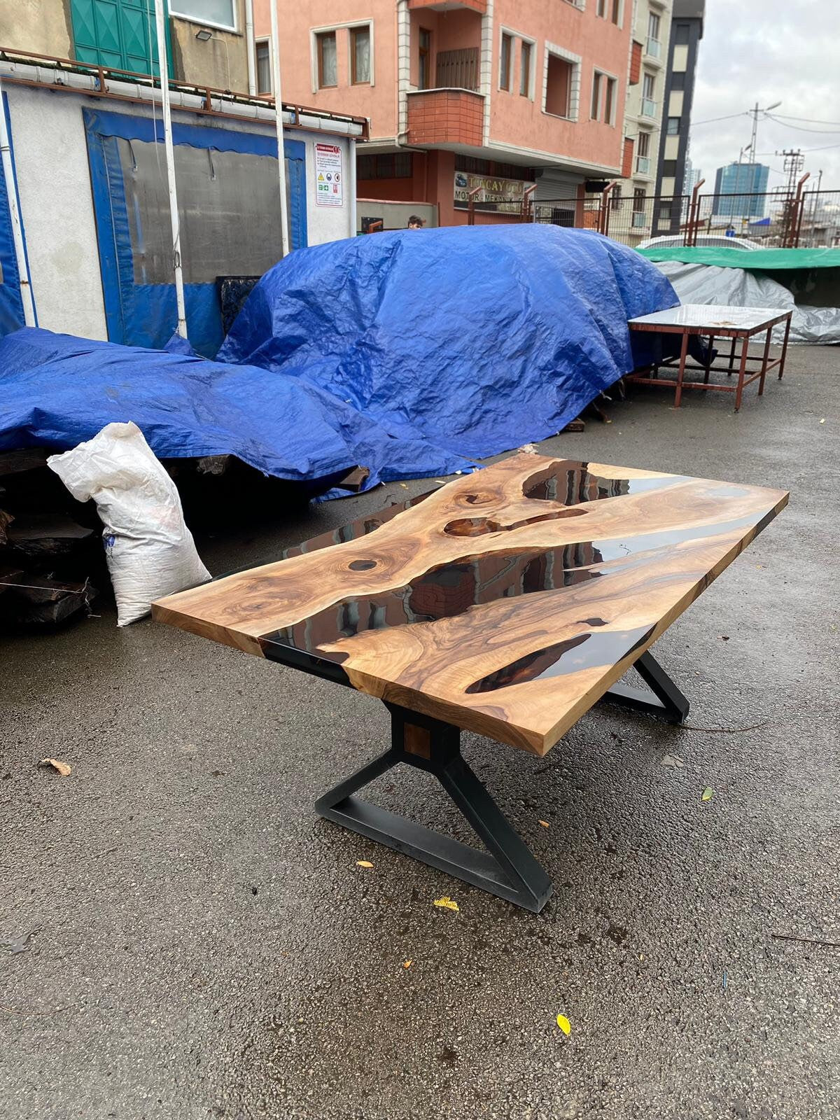 Handmade Epoxy Table, Epoxy Table, Epoxy Dining Table, Custom 72” x 40” Walnut Black Epoxy Table, Order for JoJo & Tom